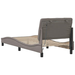 vidaXL LED Bed Frame without Mattress Taupe 90x190 cm Fabric