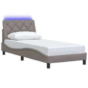 vidaXL LED Bed Frame without Mattress Taupe 90x200 cm Fabric