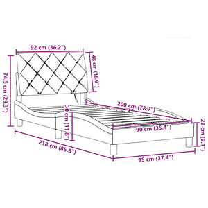 vidaXL LED Bed Frame without Mattress Taupe 90x200 cm Fabric