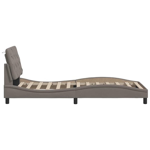 vidaXL LED Bed Frame without Mattress Taupe 90x200 cm Fabric