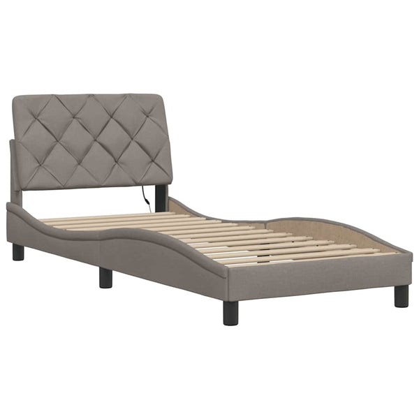 vidaXL LED Bed Frame without Mattress Taupe 90x200 cm Fabric