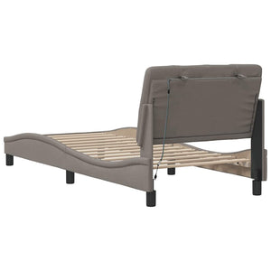 vidaXL LED Bed Frame without Mattress Taupe 90x200 cm Fabric