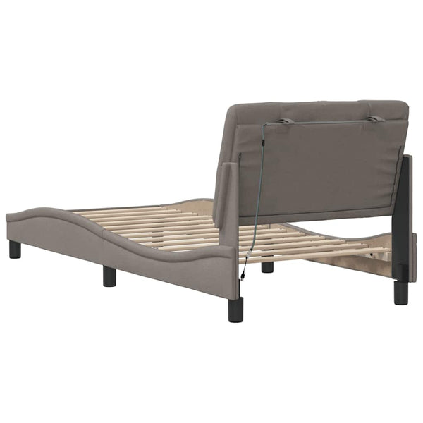 vidaXL LED Bed Frame without Mattress Taupe 90x200 cm Fabric