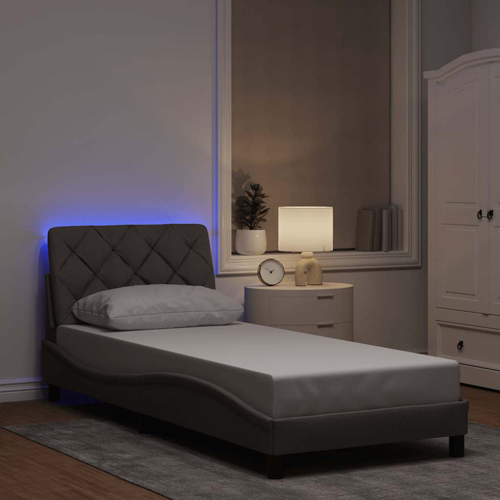 vidaXL LED Bed Frame without Mattress Taupe 90x200 cm Fabric