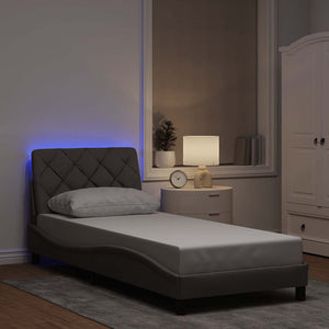 vidaXL LED Bed Frame without Mattress Taupe 90x200 cm Fabric