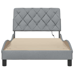 vidaXL LED Bed Frame without Mattress Light Grey 100x200 cm Fabric