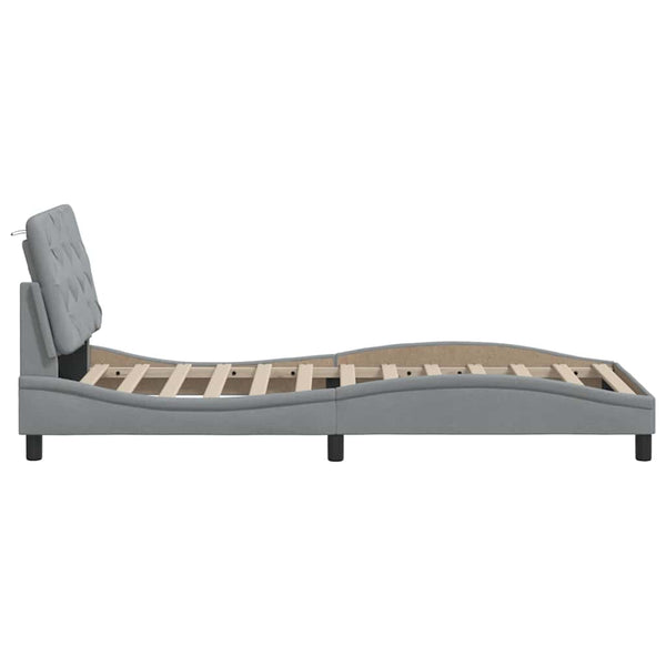 vidaXL LED Bed Frame without Mattress Light Grey 100x200 cm Fabric