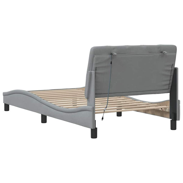 vidaXL LED Bed Frame without Mattress Light Grey 100x200 cm Fabric