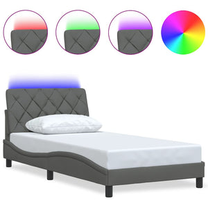 vidaXL LED Bed Frame without Mattress Dark Grey 100x200 cm Fabric