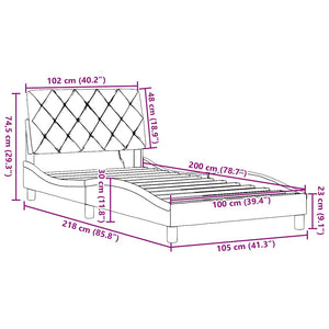 vidaXL LED Bed Frame without Mattress Dark Grey 100x200 cm Fabric
