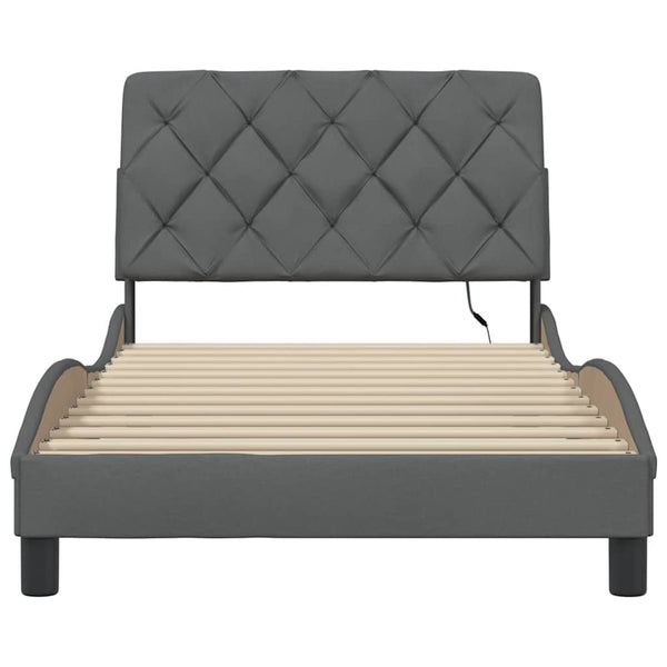 vidaXL LED Bed Frame without Mattress Dark Grey 100x200 cm Fabric