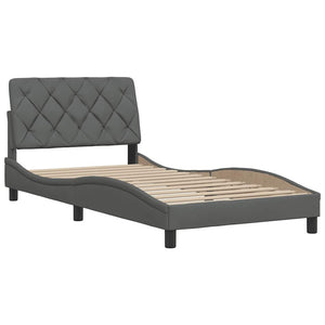 vidaXL LED Bed Frame without Mattress Dark Grey 100x200 cm Fabric