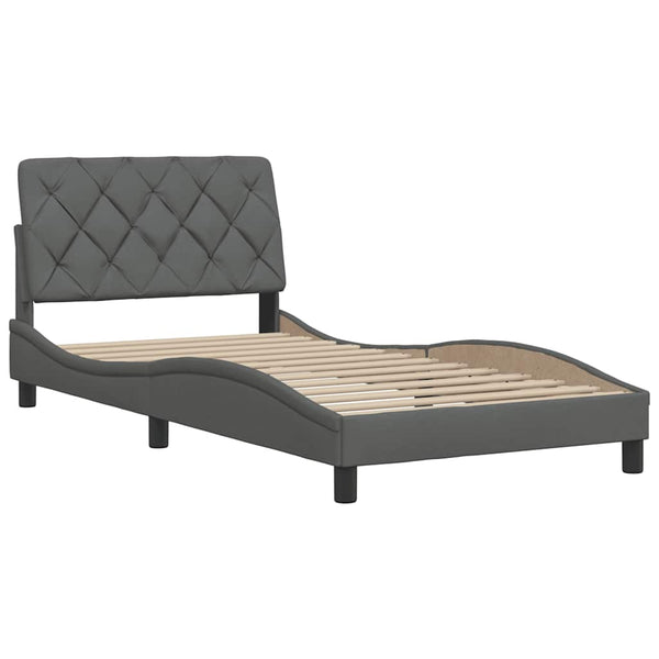vidaXL LED Bed Frame without Mattress Dark Grey 100x200 cm Fabric