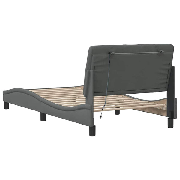 vidaXL LED Bed Frame without Mattress Dark Grey 100x200 cm Fabric