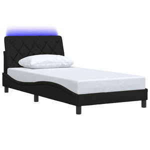 vidaXL LED Bed Frame without Mattress Black 100x200 cm Fabric