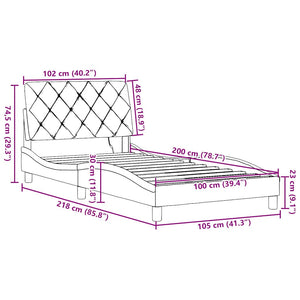 vidaXL LED Bed Frame without Mattress Black 100x200 cm Fabric