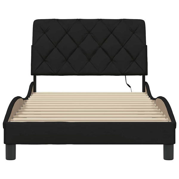 vidaXL LED Bed Frame without Mattress Black 100x200 cm Fabric