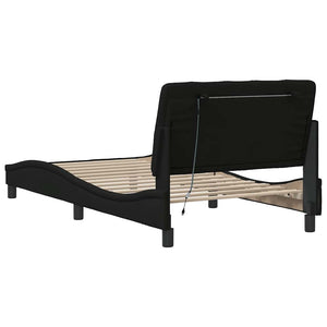 vidaXL LED Bed Frame without Mattress Black 100x200 cm Fabric