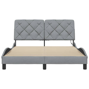 vidaXL LED Bed Frame without Mattress Light Grey 120x200 cm Fabric