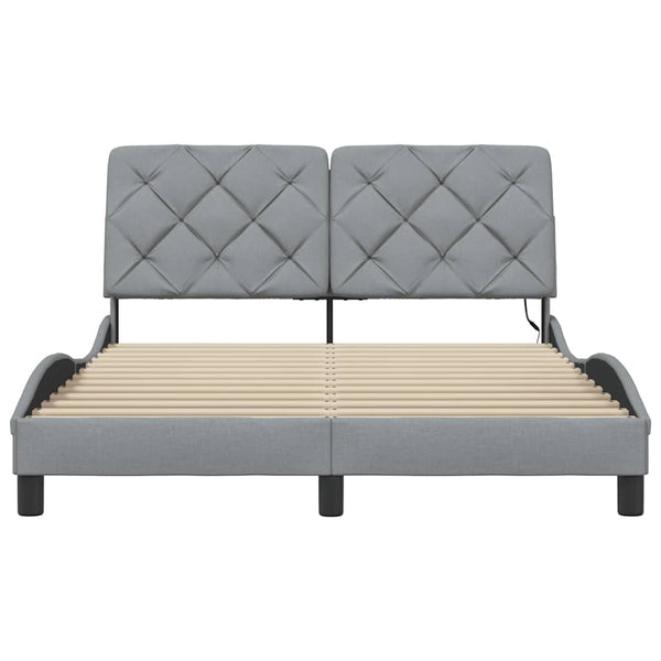 vidaXL LED Bed Frame without Mattress Light Grey 120x200 cm Fabric