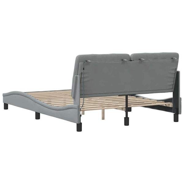 vidaXL LED Bed Frame without Mattress Light Grey 120x200 cm Fabric