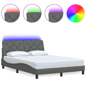 vidaXL LED Bed Frame without Mattress Dark Grey 120x200 cm Fabric