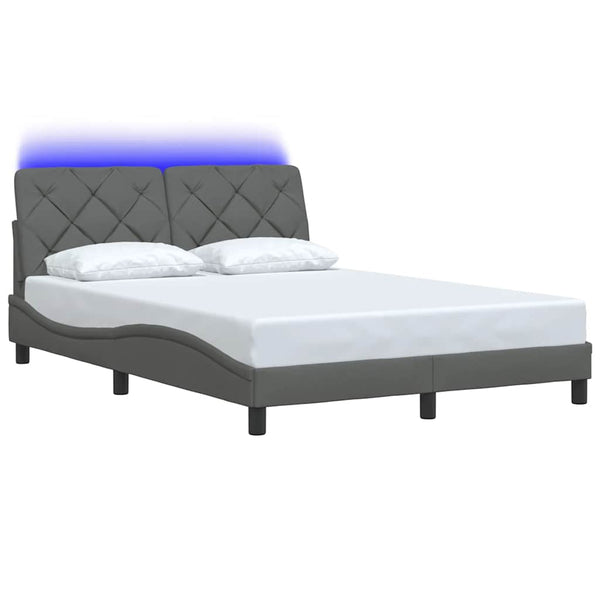 vidaXL LED Bed Frame without Mattress Dark Grey 120x200 cm Fabric