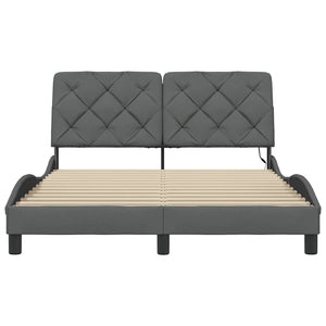 vidaXL LED Bed Frame without Mattress Dark Grey 120x200 cm Fabric