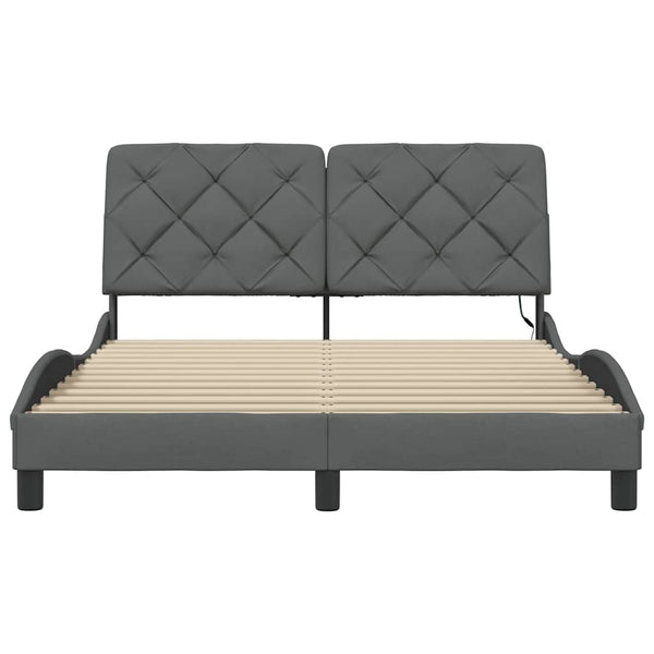 vidaXL LED Bed Frame without Mattress Dark Grey 120x200 cm Fabric