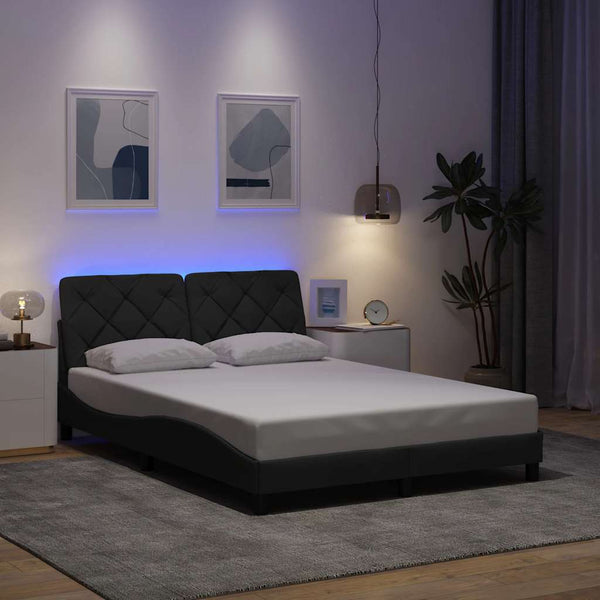 vidaXL LED Bed Frame without Mattress Dark Grey 120x200 cm Fabric