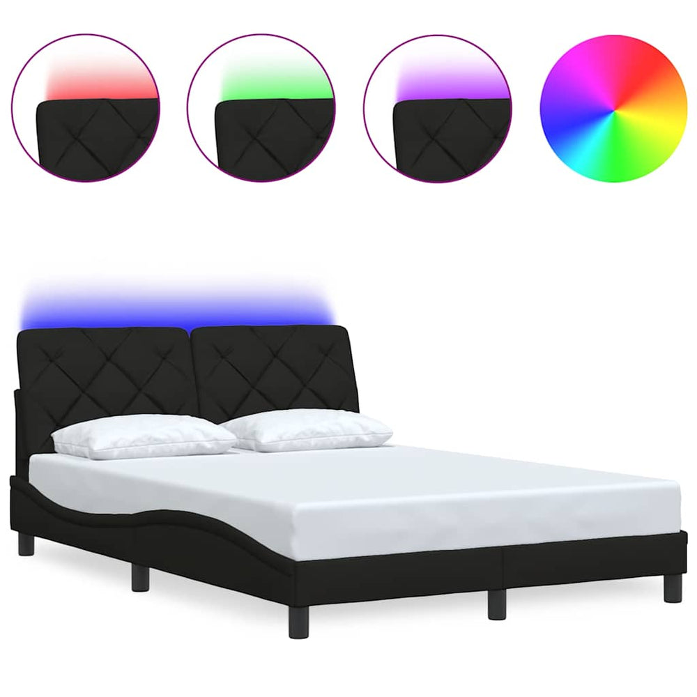 vidaXL LED Bed Frame without Mattress Black 120x200 cm Fabric