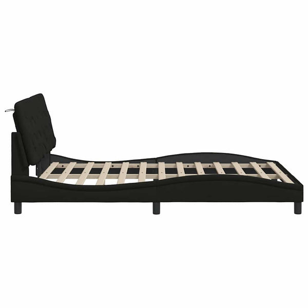 vidaXL LED Bed Frame without Mattress Black 120x200 cm Fabric