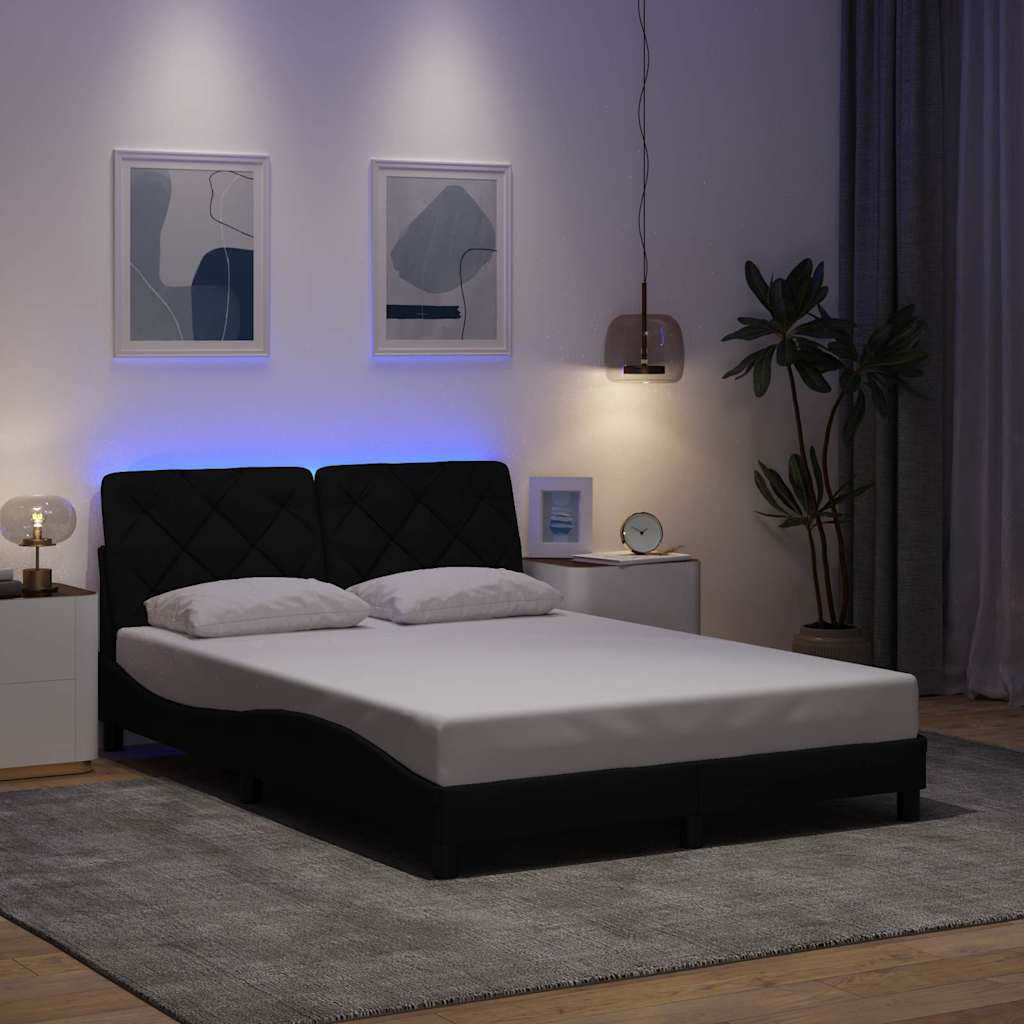 vidaXL LED Bed Frame without Mattress Black 120x200 cm Fabric