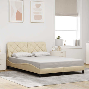 vidaXL LED Bed Frame without Mattress Cream 120x200 cm Fabric