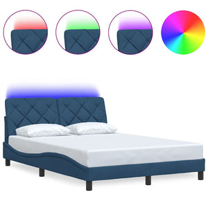 vidaXL LED Bed Frame without Mattress Blue 120x200 cm Fabric
