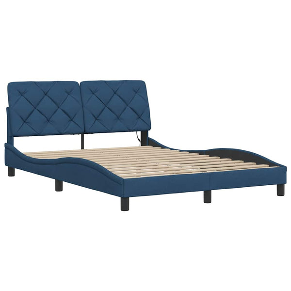 vidaXL LED Bed Frame without Mattress Blue 120x200 cm Fabric