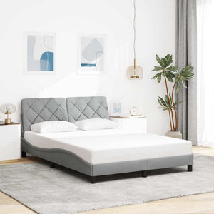 vidaXL LED Bed Frame without Mattress Light Grey 140x190 cm Fabric