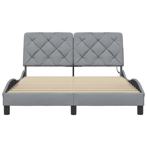 vidaXL LED Bed Frame without Mattress Light Grey 140x190 cm Fabric