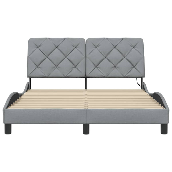 vidaXL LED Bed Frame without Mattress Light Grey 140x190 cm Fabric