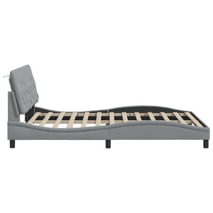 vidaXL LED Bed Frame without Mattress Light Grey 140x190 cm Fabric