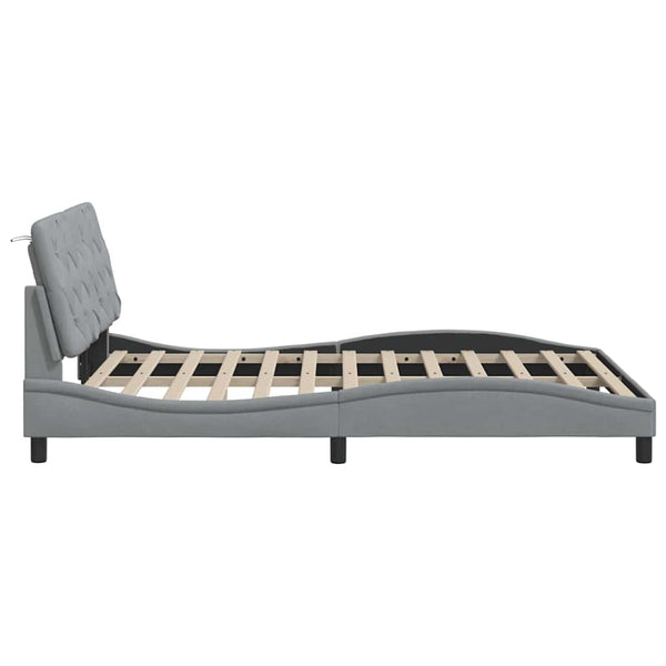 vidaXL LED Bed Frame without Mattress Light Grey 140x190 cm Fabric
