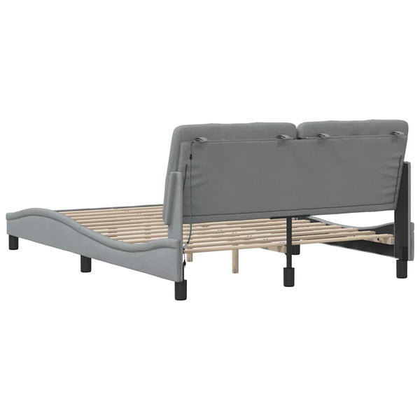 vidaXL LED Bed Frame without Mattress Light Grey 140x190 cm Fabric