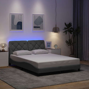 vidaXL LED Bed Frame without Mattress Light Grey 140x190 cm Fabric