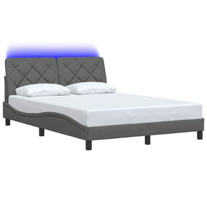 vidaXL LED Bed Frame without Mattress Dark Grey 140x190 cm Fabric