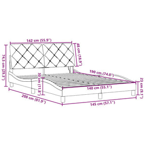 vidaXL LED Bed Frame without Mattress Dark Grey 140x190 cm Fabric