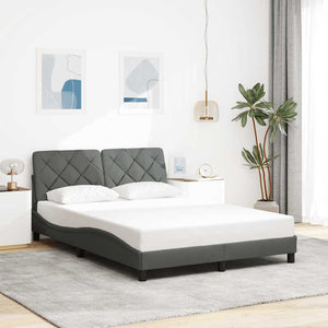 vidaXL LED Bed Frame without Mattress Dark Grey 140x190 cm Fabric