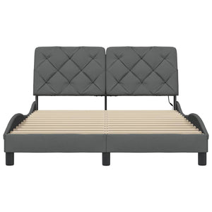 vidaXL LED Bed Frame without Mattress Dark Grey 140x190 cm Fabric