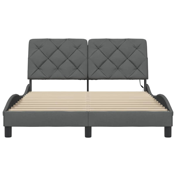 vidaXL LED Bed Frame without Mattress Dark Grey 140x190 cm Fabric