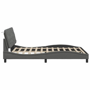 vidaXL LED Bed Frame without Mattress Dark Grey 140x190 cm Fabric