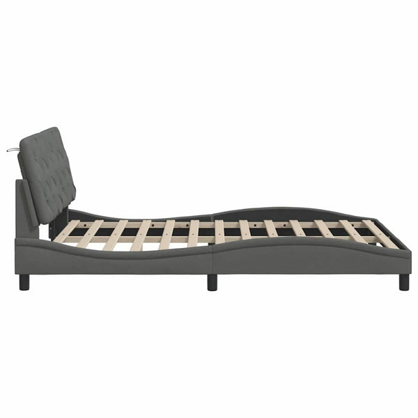 vidaXL LED Bed Frame without Mattress Dark Grey 140x190 cm Fabric